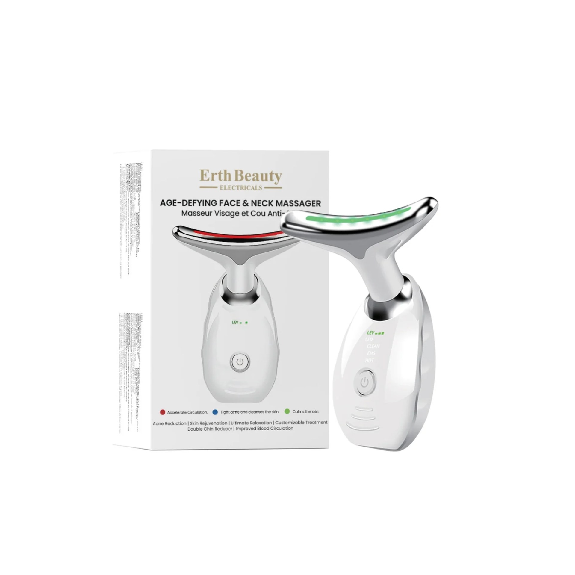 Erth Beauty Age -Defying Face And Neck Massager - White