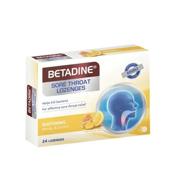 Betadine Sore Throat Lozenges Soothing Honey & Lemon 24's