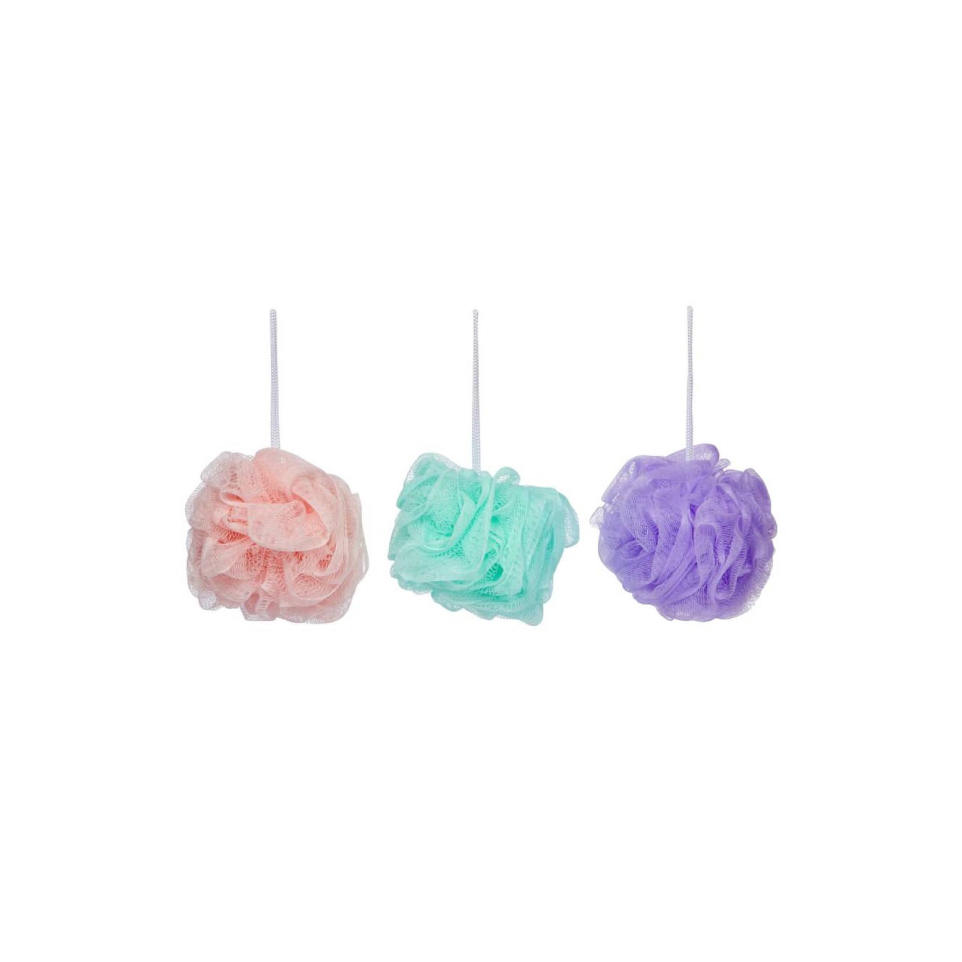 Cala Spa Esntls Mesh Sponge Set (pink/Mint/Lavender) 3pcs - 69292